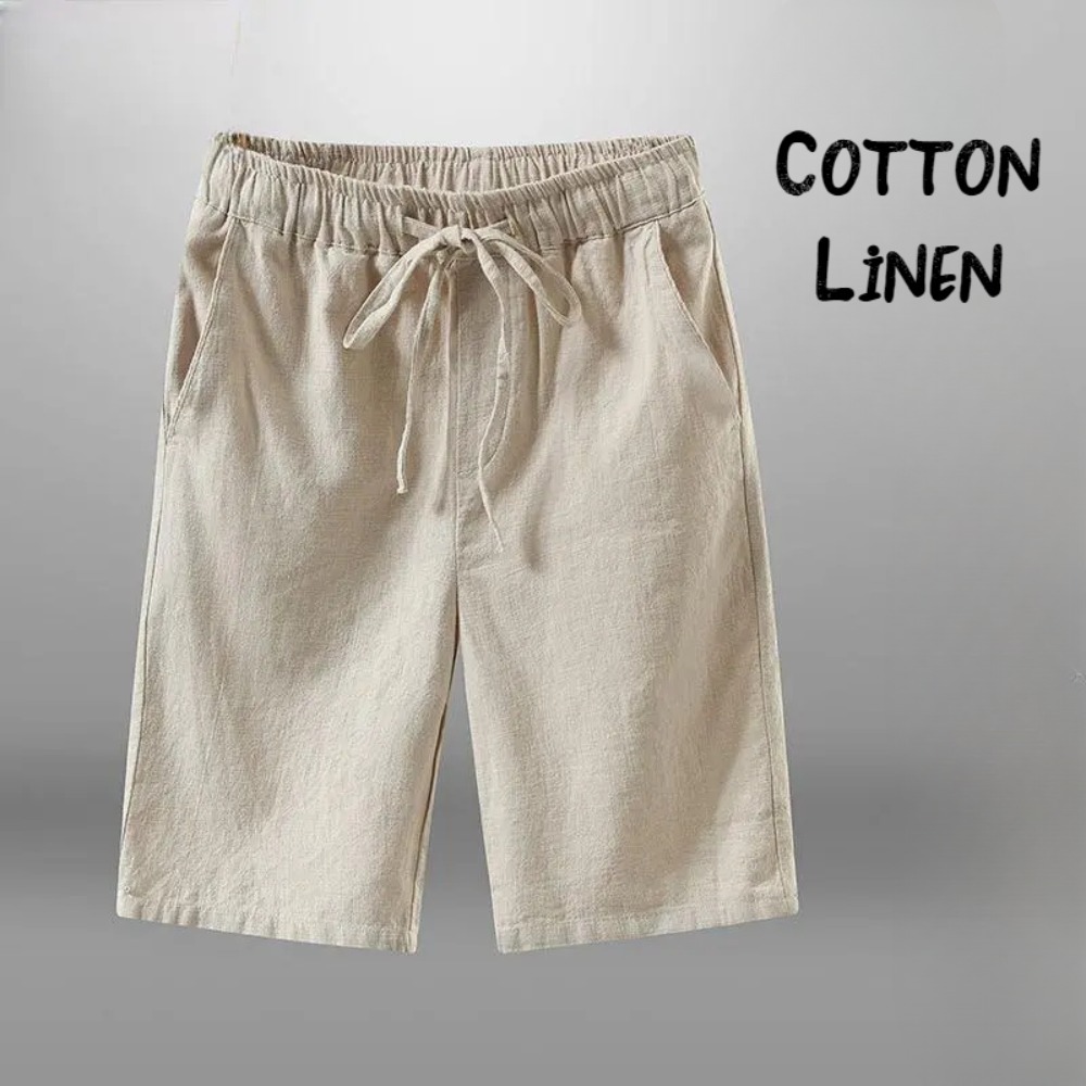 Short Linen Drawstring - Men Shorts for Men Cotton Linen