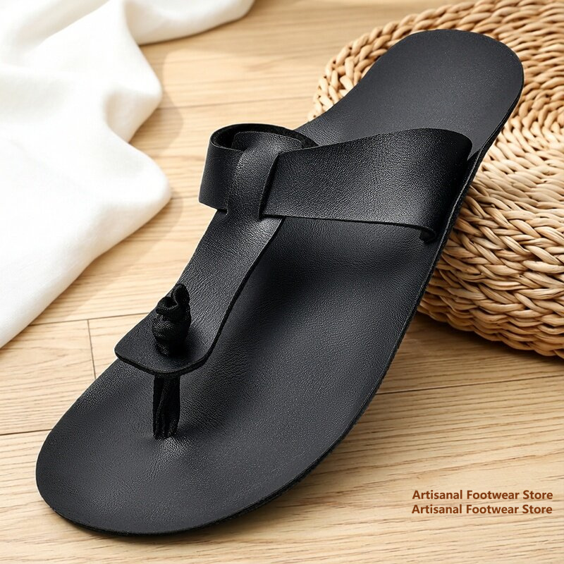 Flip Flop Leather Men - Men Retro Leather Flip Flops Summer