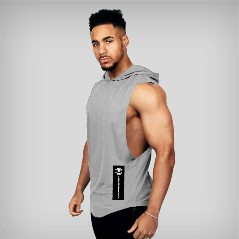 Gym Hooded Clothing Summer Cot - Tank Top Muscle 评论和价格
